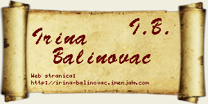Irina Balinovac vizit kartica